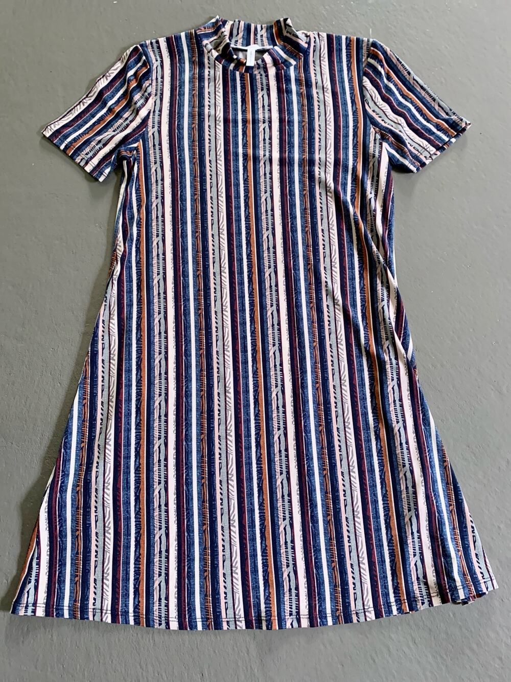 BCBGeneration Vertical Striped Mock Neck Mini Dress XS